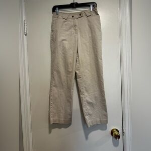 Talbots Women's Khaki Pants Size 4. Light Beige. Woven Fabric. Unique Waistband.